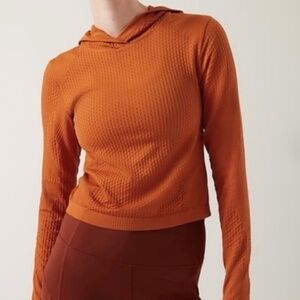 Athleta orange Flurry Seamless Hoodie size xl.